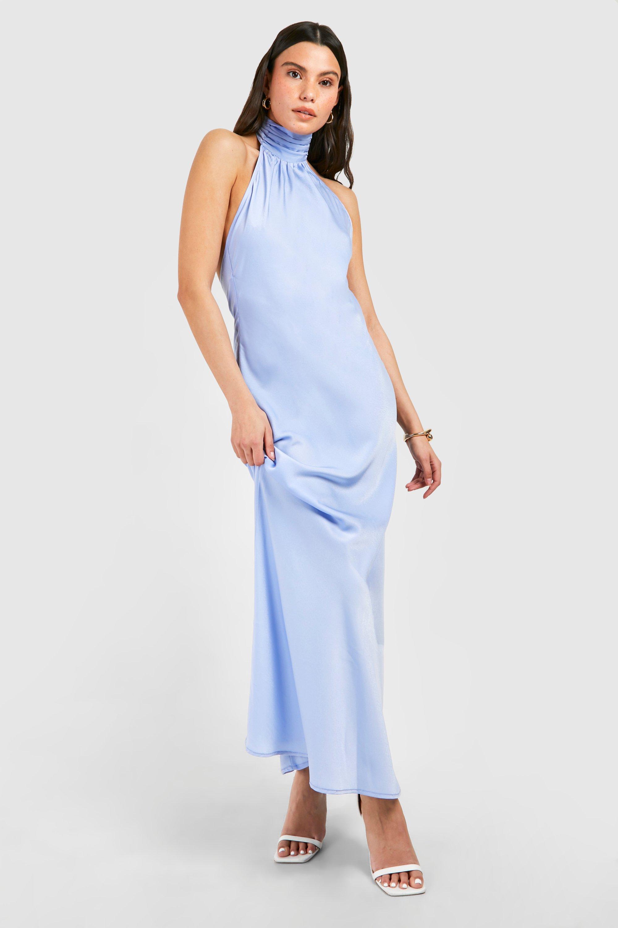 Satin Halterneck Maxi Dress boohoo DK